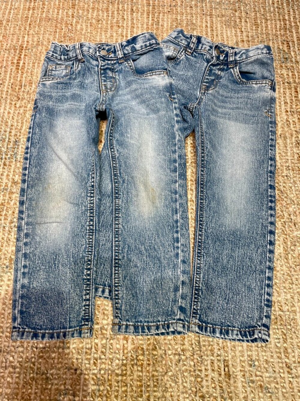 Lot of (2) Cat & Jack Boys Girls Unisex Button-Front Straight Leg Denim Pants 4T